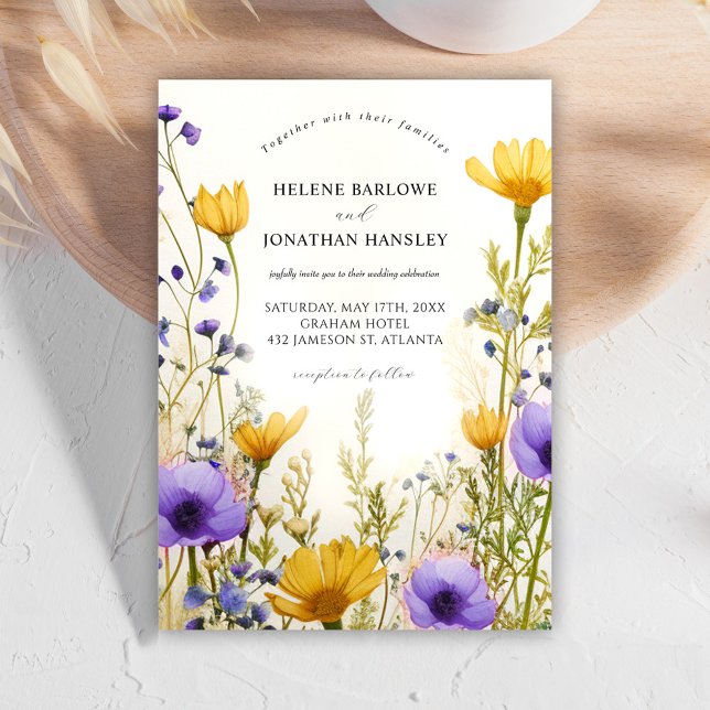 Moderne Wildblume Wasserfarben Elegante Hochzeit Einladung (Modern Watercolor Wildflower Elegant Wedding Invitation)