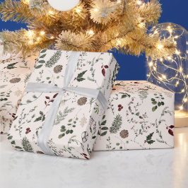 Moderne Wildblume Wasserfarbenes Weihnachtsmuster Geschenkpapier