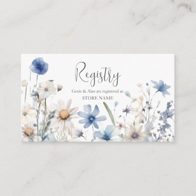 Moderne Wildblume Wedding Registry Begleitkarte (Vorderseite)