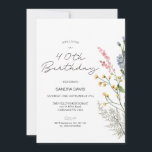 Moderne Wildblumen 40. Geburtstag Einladung<br><div class="desc">Moderne Wildblumen 40. Geburtstag Einladung Wildblumen zum 40. Geburtstag Einladung mit einer Wildblumen Anordnung in verschiedenen Farben und eine moderne Mono-Linie Kalligraphie Schriftart Bildüberschrift. Diese hübsche Wildblume aus dem 40. Jubiläum lädt zu einem gemütlichen Restaurant ein,  das zum 40. Geburtstag einlädt.</div>