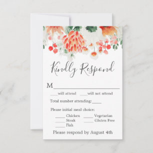Moderne Wildblumen aus orangefarbenem Grün RSVP Karte