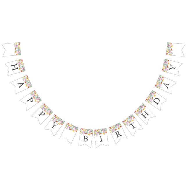 Moderne Wildblumen Baby Girl 1. Geburtstag Party Wimpelkette (Alle)