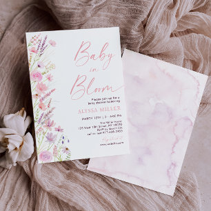 Moderne Wildblumen Baby in Bloom Baby Dusche Einladung