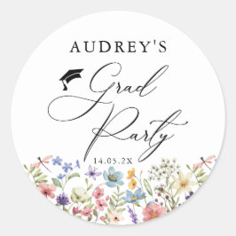 Moderne Wildblumen Blumengrad Party Runder Aufkleber