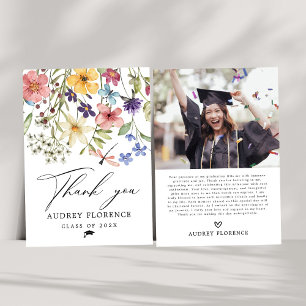 Moderne Wildblumen Blumenstudium Foto Party Dankeskarte