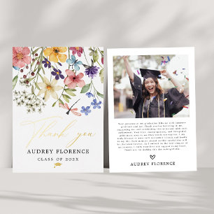 Moderne Wildblumen Blumenstudium Foto Party Folieneinladung