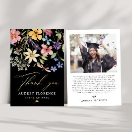 Moderne Wildblumen Blumenstudium Foto Party Folieneinladung