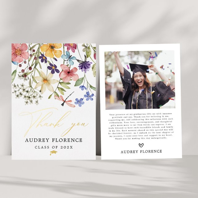 Moderne Wildblumen Blumenstudium Foto Party Folieneinladung (Von Creator hochgeladen)