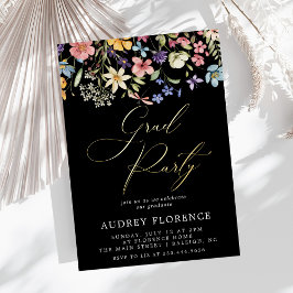 Moderne Wildblumen Blumenstudium Foto Party Folieneinladung