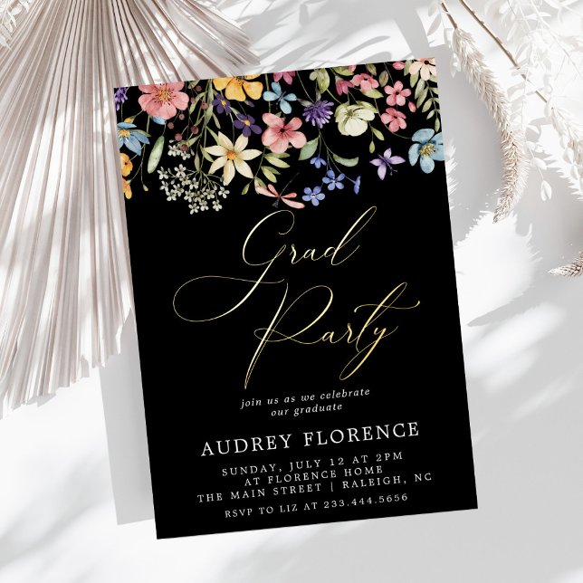 Moderne Wildblumen Blumenstudium Foto Party Folieneinladung (Von Creator hochgeladen)