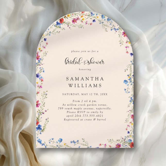 Moderne Wildblumen-Brautparty Einladung (Modern Wildflower Bridal Shower Invitation)