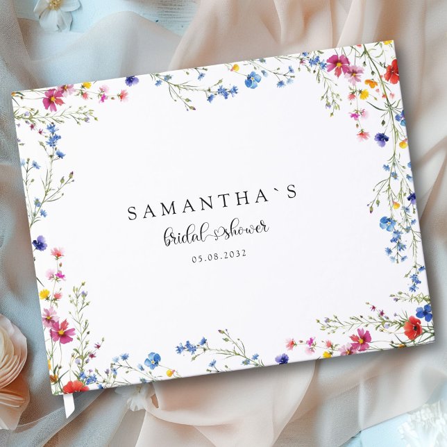 Moderne Wildblumen-Brautparty Gästebuch (Modern Wildflower Bridal Shower Guest Book)
