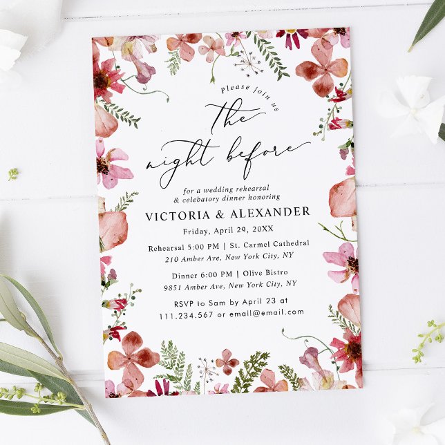 Moderne Wildblumen Die Nacht vor der Hochzeit Einladung (Von Creator hochgeladen)