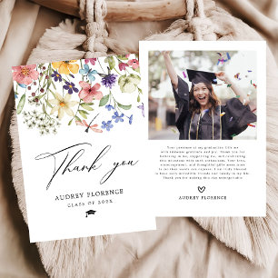 Moderne Wildblumen Florale Foto Abschlussfeier Dankeskarte