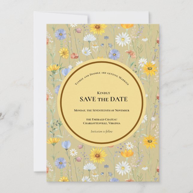 Moderne Wildblumen-Frühlingshochzeit Save The Date (Vorderseite)