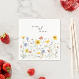 Moderne Wildblumen-Frühlingshochzeit Serviette