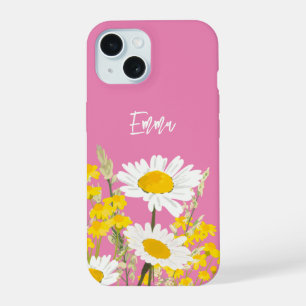 Moderne Wildblumen für Monogramm iPhone 15 Hülle