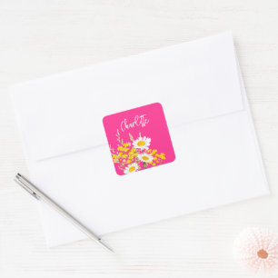 Moderne Wildblumen für Monogramm Quadratischer Aufkleber