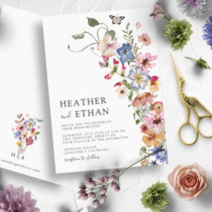 Moderne Wildblumen-Hochzeit Einladung