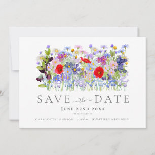 Moderne Wildblumen-Hochzeit Save The Date