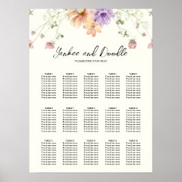 Moderne Wildblumen Hochzeits-Sitzordnung im Frühli Poster