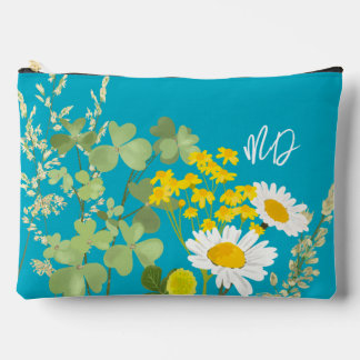 Moderne Wildblumen individuelles Monogramm Zubehörtasche