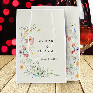 Moderne Wildblumen-Minimaleleganz-Hochzeit Mittlere Geschenktüte
