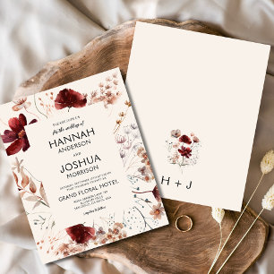 Moderne Wildblumen-Monogramm-Hochzeitseinladung Flyer
