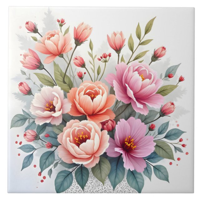 Moderne Wildblumen Schöne Luxus-Kollektion Fliese (Vorderseite)