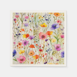 Moderne Wildblumen Wasserfarbmuster Serviette
