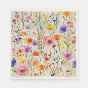 Moderne Wildblumen Wasserfarbmuster Serviette