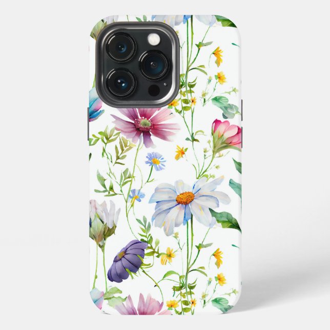 Moderne Wildblumenmuster  iPhone Hülle (Hinten)