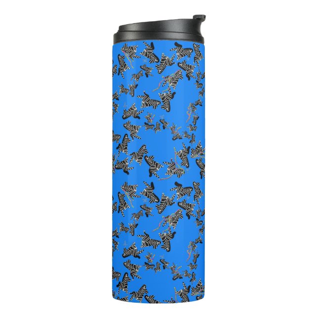 Moderne wilde blaue Zebra Thermosbecher (Nach links gedreht)