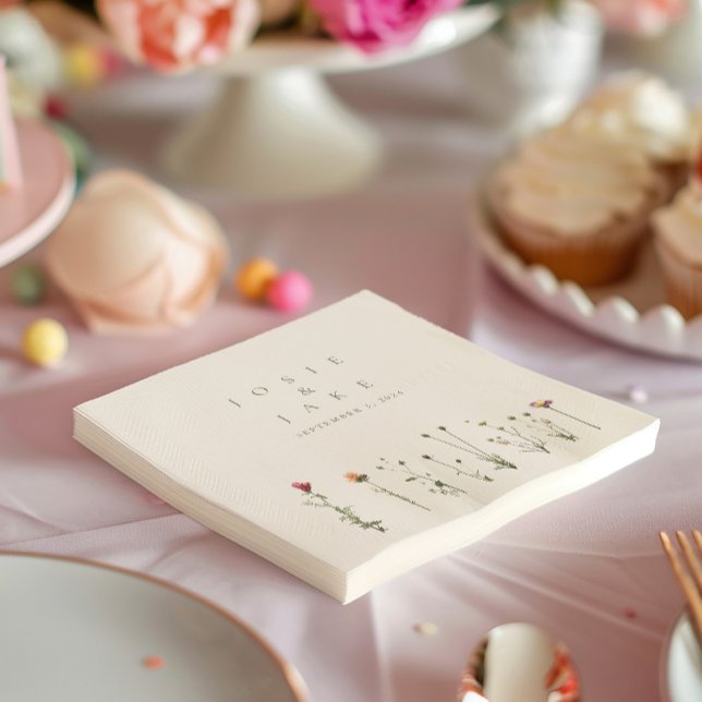 Moderne wilde Blume Napkins Serviette (Modern and minimalist napkins featuring a beautiful wild flowers illustration.)