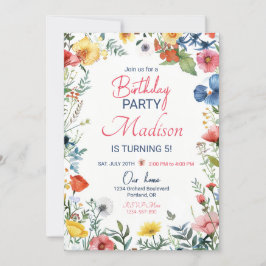 Moderne wilde Blumen Geburtstagseinladung Boho flo Einladung