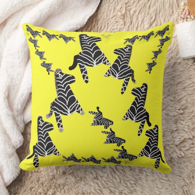 Moderne wilde gelbe Zebra Kissen (Decke)