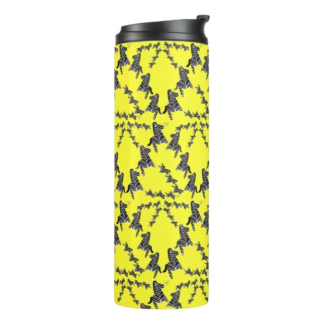 Moderne wilde gelbe Zebra Thermosbecher (Nach links gedreht)