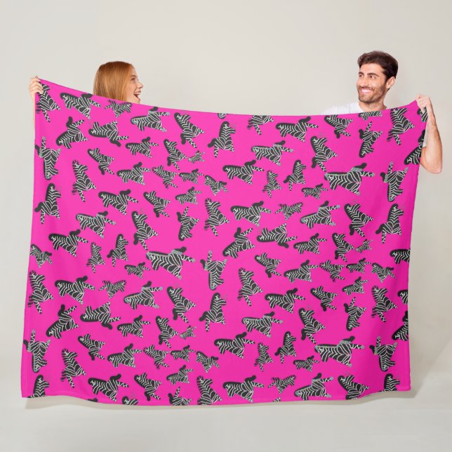 Moderne wilde pinke Zebras Fleecedecke (Beispiel)