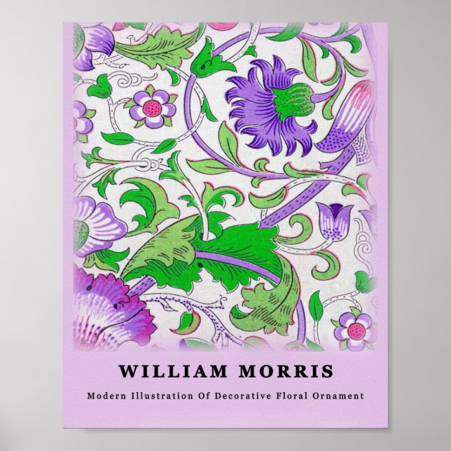 Moderne William Morris Lila grüne Blätter Poster (Vorne)