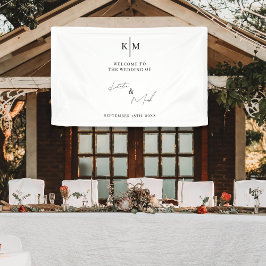 Moderne Willkommen bei unserem Hochzeitsempfang Banner