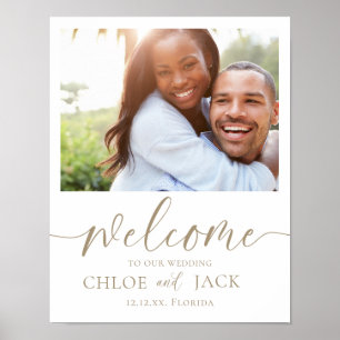 Moderne Willkommen Bei Unserer Hochzeit Gold Kalli Poster