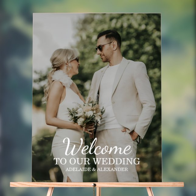 Moderne Willkommensfoto-Hochzeit Acrylschild (Neutral)