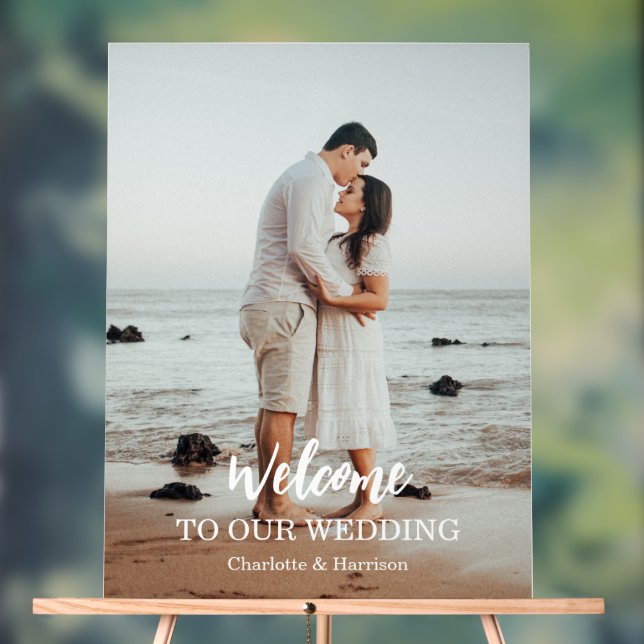 Moderne Willkommensfoto Hochzeit Acrylschild (Neutral)