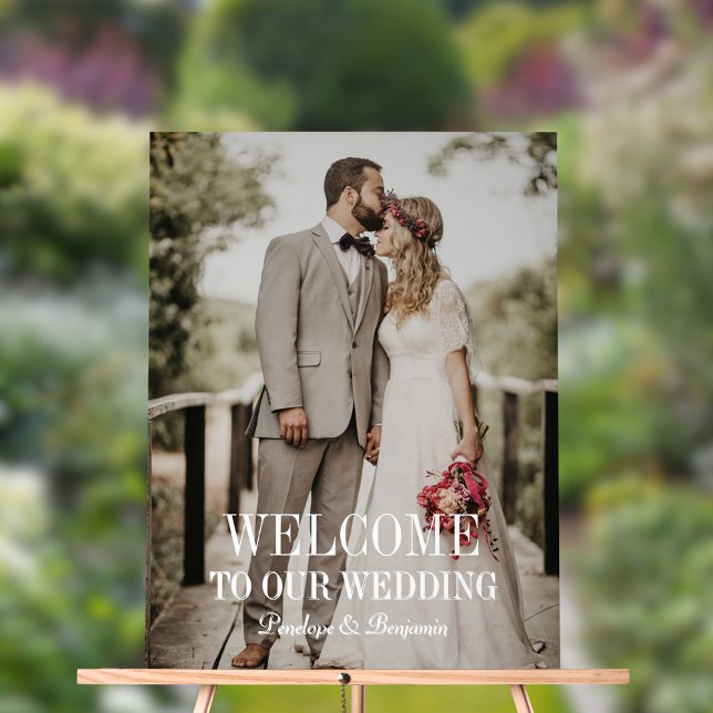 Moderne Willkommensfoto-Hochzeit Acrylschild (Von Creator hochgeladen)