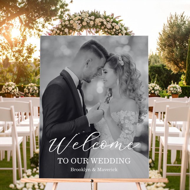 Moderne Willkommensfoto-Hochzeit Acrylschild (Von Creator hochgeladen)