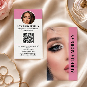 Moderne Wimpern Qr Code Foto Girly Pink Visitenkarte