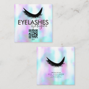Moderne Wimpern Salon Schönheit Faux Holografisch  Quadratische Visitenkarte