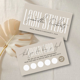 Moderne Wimpernstylist-Schrift-Typografie beige Treuekarte