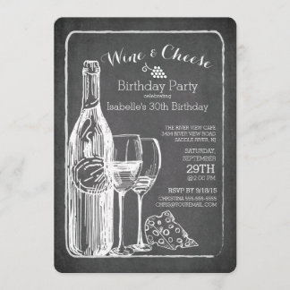 Moderne Wine & Cheese Geburtstagsparty Einladung