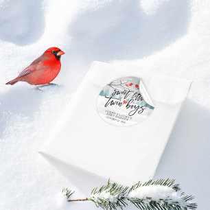 Moderne Winter Baby Dusche Sweet Little Twin Boys Runder Aufkleber